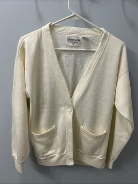 Sportscar Cream V-Neck Button Cardigan